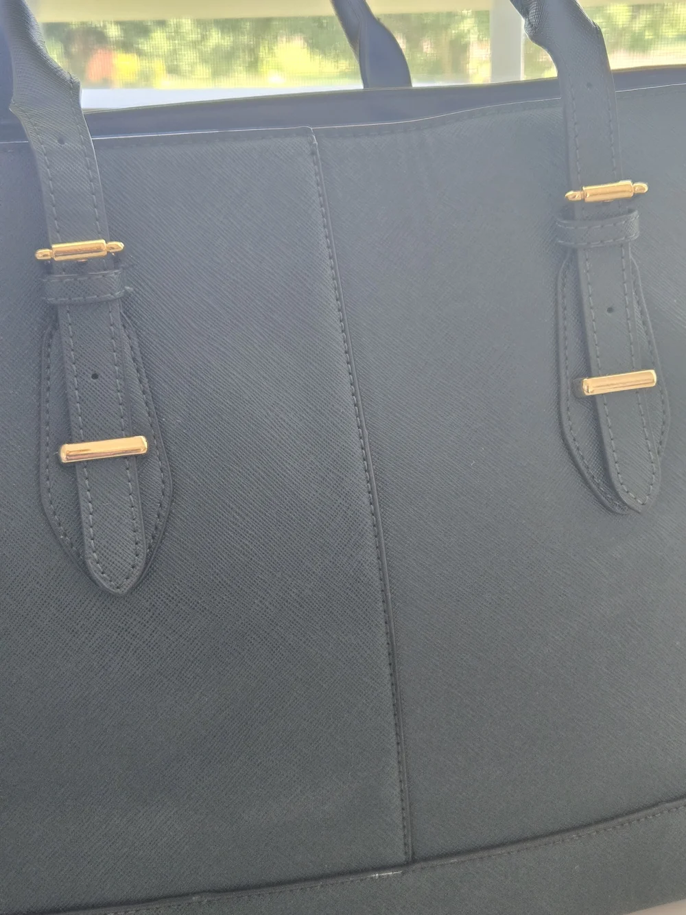 Dark Teal Faux Leather Large Tote Bag Work Briefcase Laptop Shoulder Handbag -L